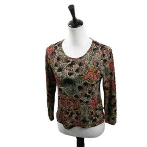Notations Long Sleeve Stretchy Floral Top Size PM